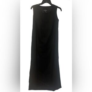 Positive Attitude Sleeveless Maxi Linen/Rayon Blend Dress Black  6 Minimalist